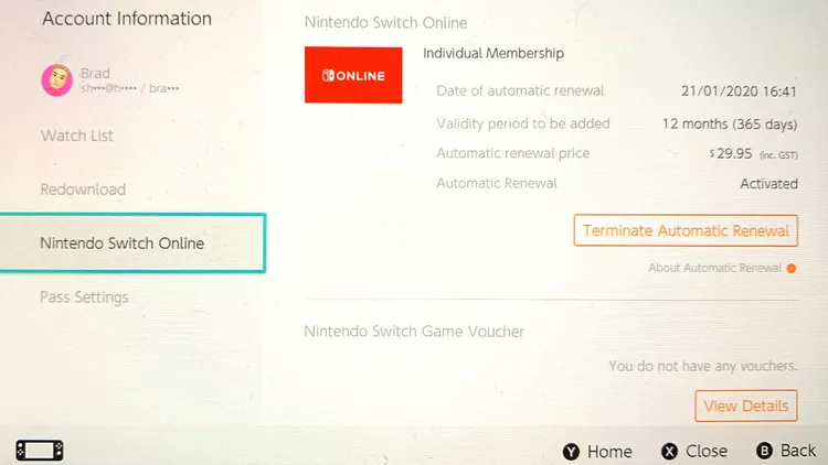 Nintendo eShop in the Nintendo Switch video game console.