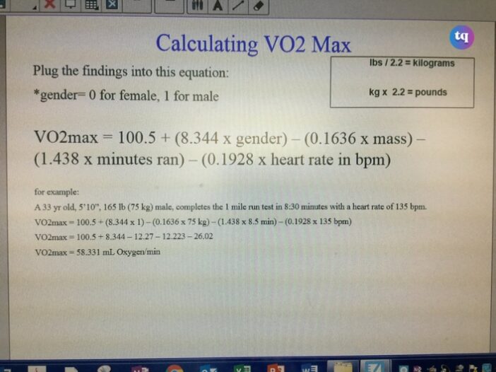 how to calculate vo2 max