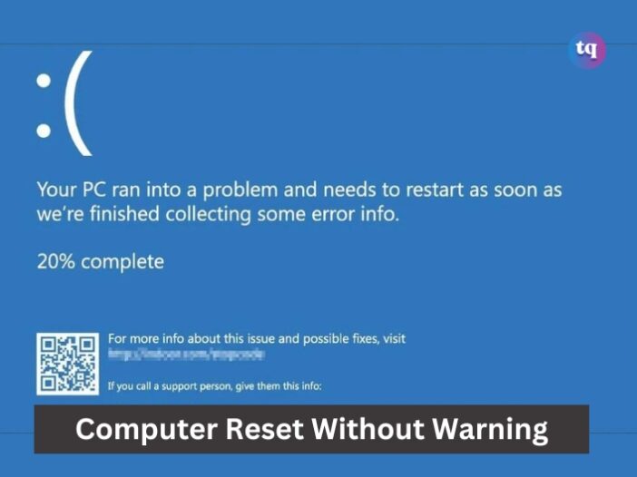 computer reset without warning